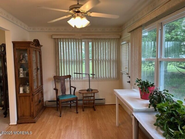 5 Lamb Rd, Brick, NJ 08724 - sitting room featuring healthy amount of natural light, light wood-type flooring, ceiling fan, and a baseboard heating unit