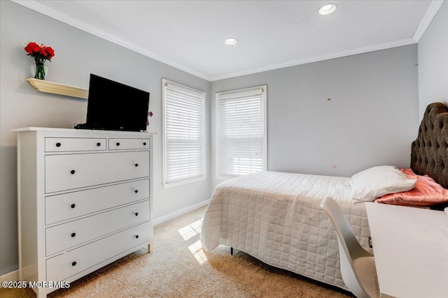 46 Sweet Gum Rd, Howell, NJ 07731 - bedroom featuring ornamental molding, light carpet, and recessed lighting