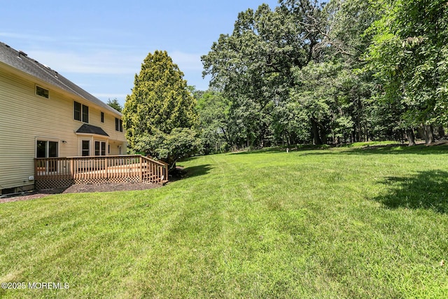 16 Chestnut Dr, Colts Neck, NJ 07722 - view of grassy yard with a deck