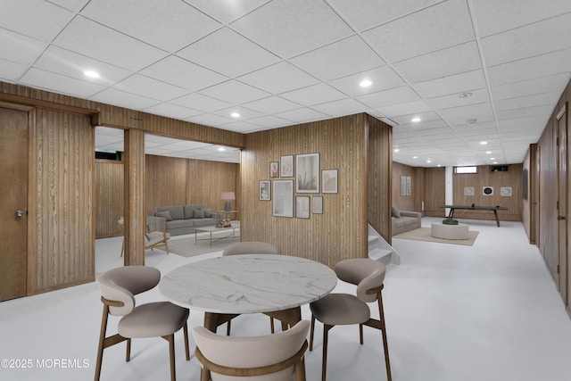 16 Chestnut Dr, Colts Neck, NJ 07722 - dining room featuring wooden walls, recessed lighting, and a drop ceiling