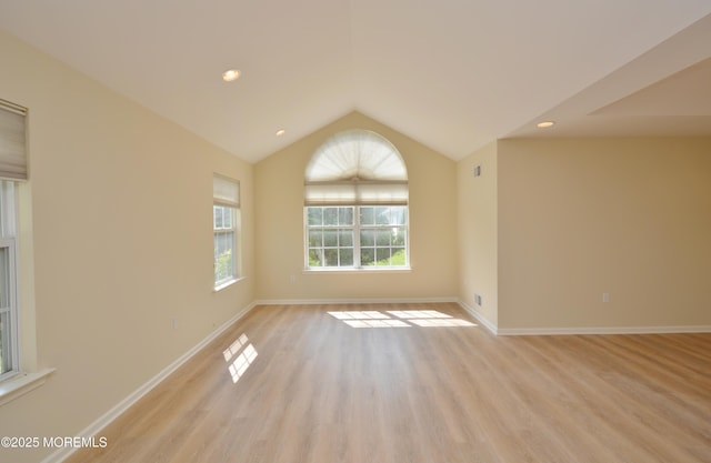 3168 Wood Spring Ln, Toms River, NJ 08755 - empty room featuring vaulted ceiling, light wood finished floors, and recessed lighting