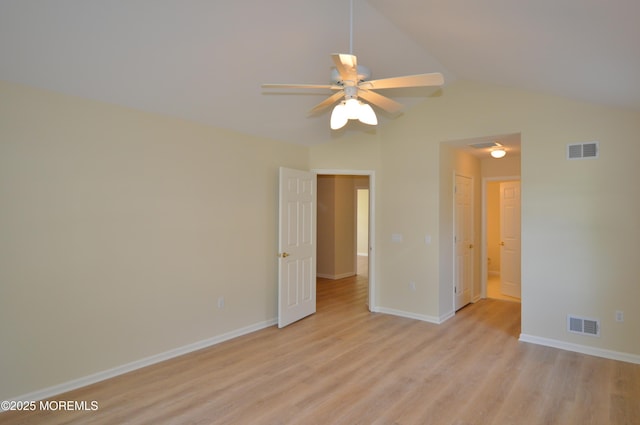 3168 Wood Spring Ln, Toms River, NJ 08755 - unfurnished bedroom with light wood-type flooring, vaulted ceiling, and a ceiling fan