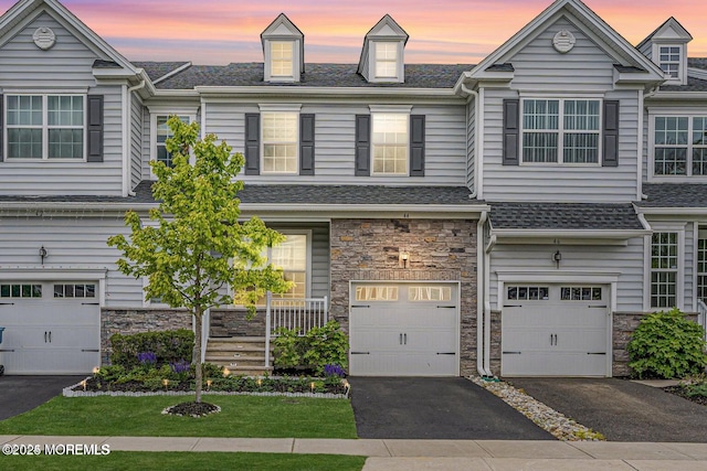 44 Begonia Ln, Monroe, NJ 08831 - multi unit property featuring stone siding, driveway, an attached garage, and a front yard