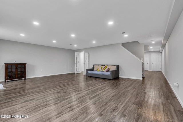 44 Begonia Ln, Monroe, NJ 08831 - living area with wood finished floors, recessed lighting, and stairs