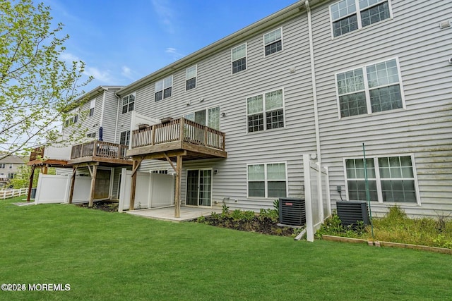 44 Begonia Ln, Monroe, NJ 08831 - back of house with a yard, a patio area, and a wooden deck