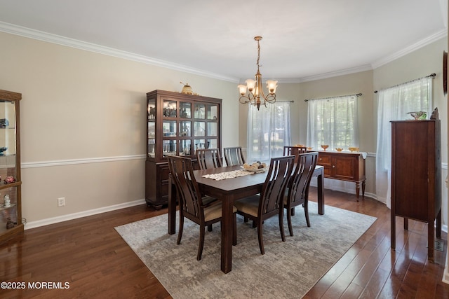 301 Cranberry Rd, Farmingdale, NJ 07727 - dining room featuring a chandelier, dark wood finished floors, and ornamental molding