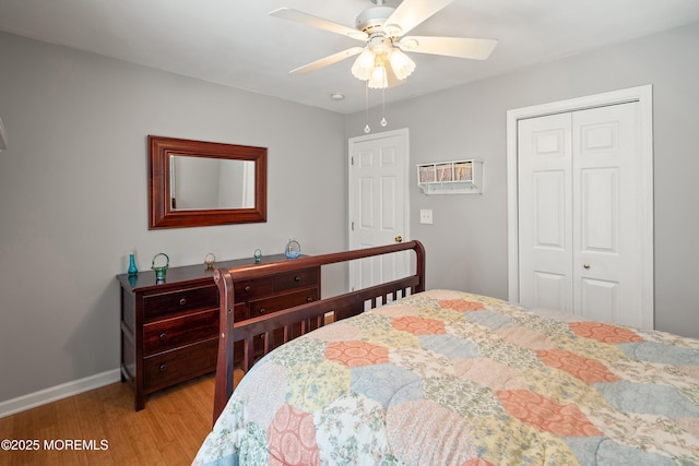 301 Cranberry Rd, Farmingdale, NJ 07727 - bedroom with a closet, light wood finished floors, and a ceiling fan