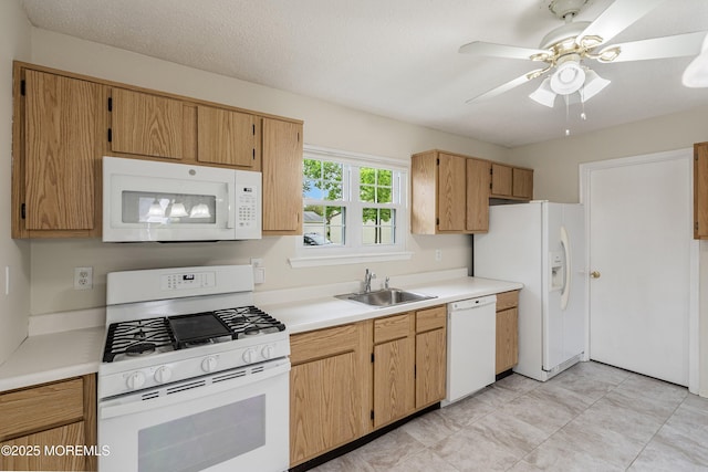 23 Datchet Close Unit 1000, Freehold, NJ 07728 - kitchen featuring white appliances, light countertops, and a ceiling fan