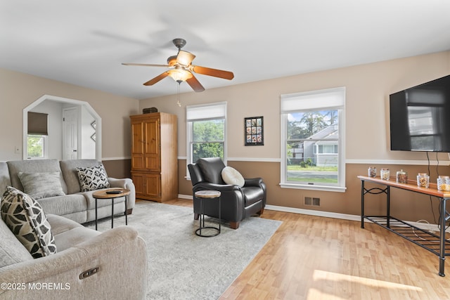 387 Barnegat Ln, Brick, NJ 08723 - living area with ceiling fan and wood finished floors