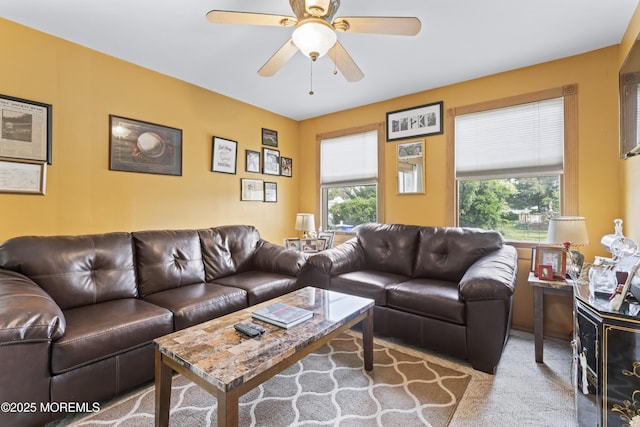 387 Barnegat Ln, Brick, NJ 08723 - carpeted living room featuring plenty of natural light and a ceiling fan