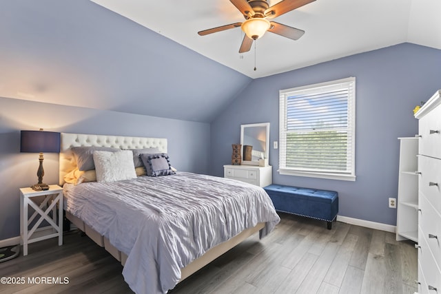 387 Barnegat Ln, Brick, NJ 08723 - bedroom featuring vaulted ceiling, wood finished floors, and ceiling fan