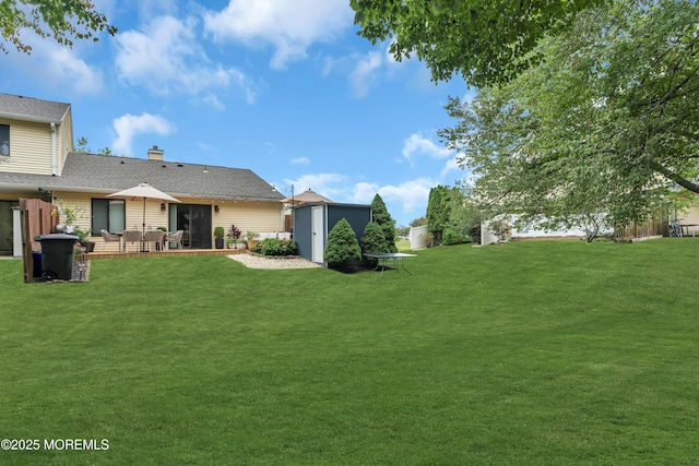 45 Victory Ct, Old Bridge, NJ 08857 - view of green lawn with a storage unit and a patio area