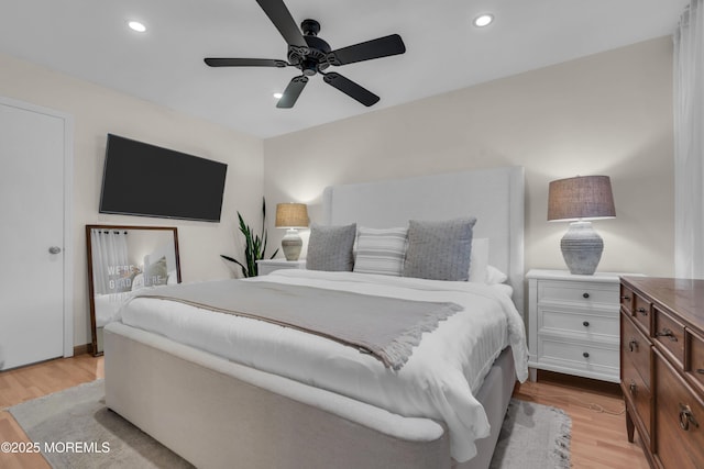 45 Victory Ct, Old Bridge, NJ 08857 - bedroom featuring light wood finished floors, recessed lighting, and ceiling fan