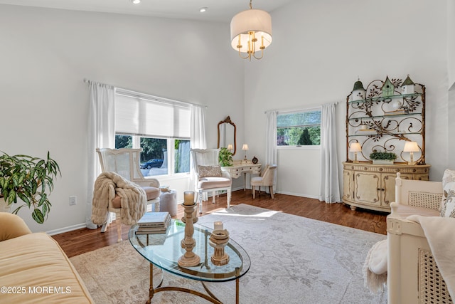 3058 Governors Xing, Wall, NJ 07719 - living area with a towering ceiling, wood finished floors, a chandelier, and recessed lighting