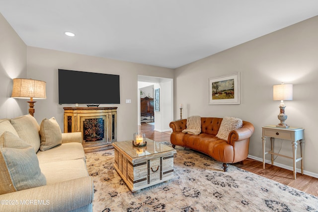 3058 Governors Xing, Wall, NJ 07719 - living area featuring wood finished floors, recessed lighting, and a fireplace