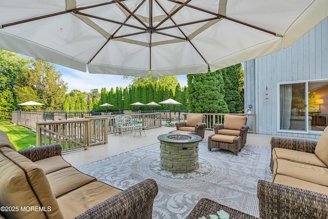 3058 Governors Xing, Wall, NJ 07719 - view of patio with an outdoor living space with a fire pit and a wooden deck