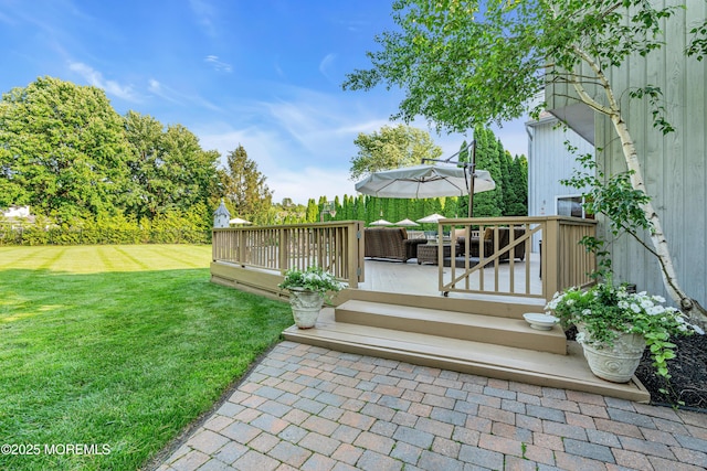 3058 Governors Xing, Wall, NJ 07719 - view of green lawn featuring a wooden deck and an outdoor living space