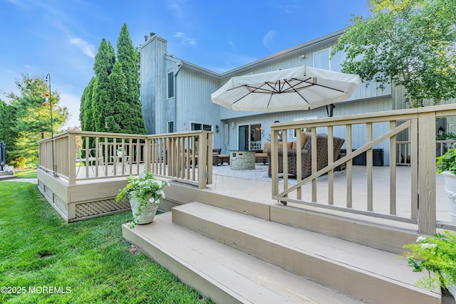 3058 Governors Xing, Wall, NJ 07719 - wooden terrace with an outdoor hangout area and a lawn