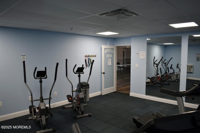 31 Guadeloupe Dr, Toms River, NJ 08757 - workout room featuring baseboards and a paneled ceiling