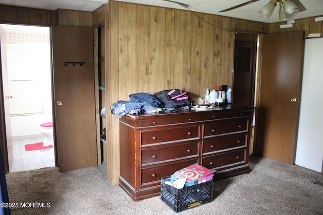 146 Mockingbird Way, Whiting, NJ 08759 - carpeted bedroom with wood walls and ensuite bath