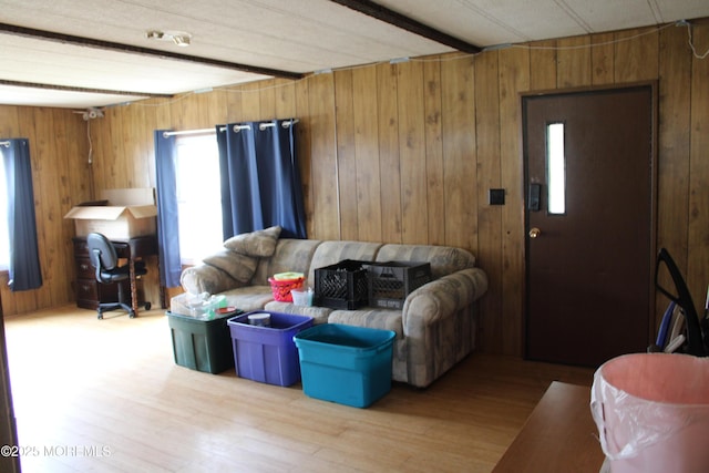 146 Mockingbird Way, Whiting, NJ 08759 - living area featuring wooden walls and wood finished floors