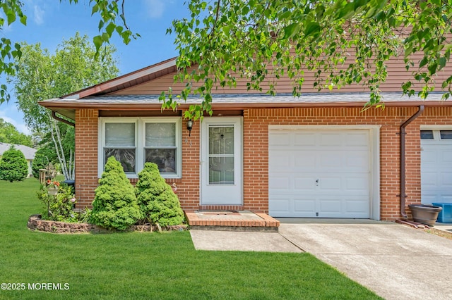 65 Sycamore Rd, Manahawkin, NJ 08050 - view of front of house with driveway, brick siding, a front lawn, and roof with shingles