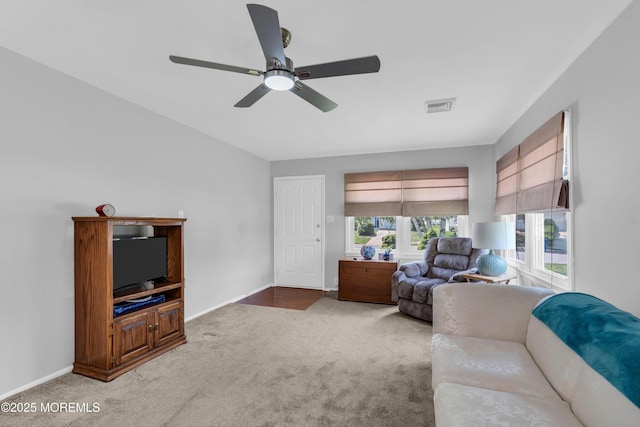 65 Sycamore Rd, Manahawkin, NJ 08050 - living room with carpet flooring and a ceiling fan