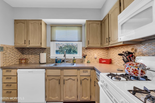 65 Sycamore Rd, Manahawkin, NJ 08050 - kitchen with white appliances and decorative backsplash