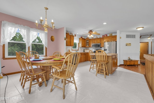 26 Shasta Ln, Toms River, NJ 08753 - dining room featuring a chandelier, ceiling fan, and recessed lighting