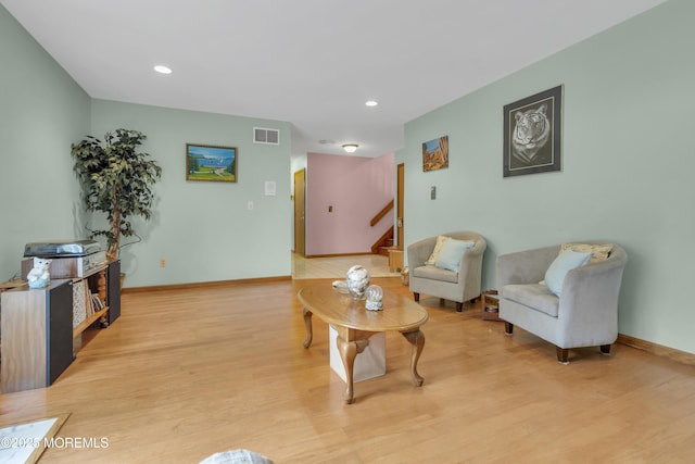 26 Shasta Ln, Toms River, NJ 08753 - living room with stairs, light wood finished floors, and recessed lighting