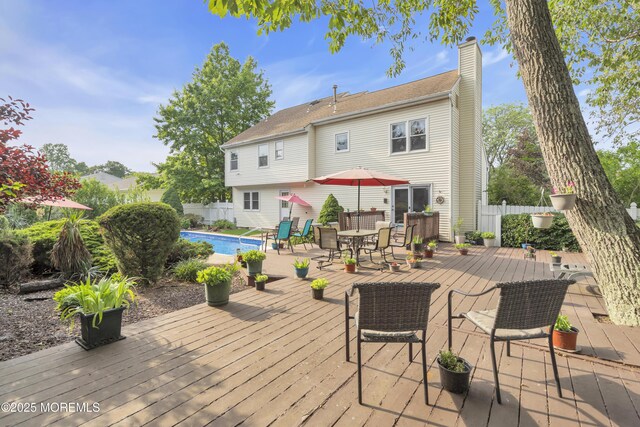 26 Shasta Ln, Toms River, NJ 08753 - wooden terrace featuring a fenced backyard and outdoor dining space