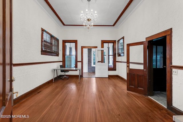 55 E Front St, Keyport, NJ 07735 - foyer entrance with hardwood / wood-style flooring, a chandelier, ornamental molding, and wainscoting