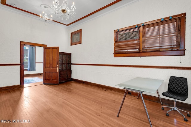 55 E Front St, Keyport, NJ 07735 - unfurnished office with wood finished floors, crown molding, and a chandelier