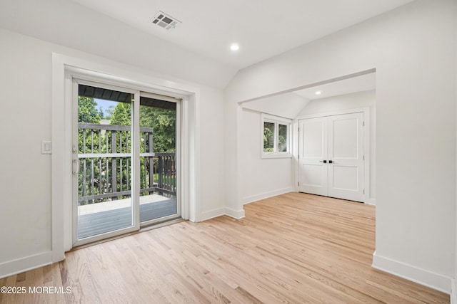 24 Tuers Pl, Upper Montclair, NJ 07043 - unfurnished room with light wood-type flooring, lofted ceiling, plenty of natural light, and recessed lighting