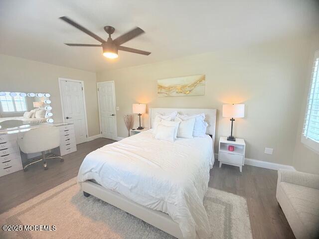 11 Bristlecone Dr, Howell, NJ 07731 - bedroom with wood finished floors, a desk, and a ceiling fan
