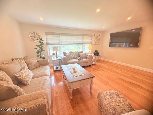 11 Bristlecone Dr, Howell, NJ 07731 - living area featuring light wood-type flooring and recessed lighting