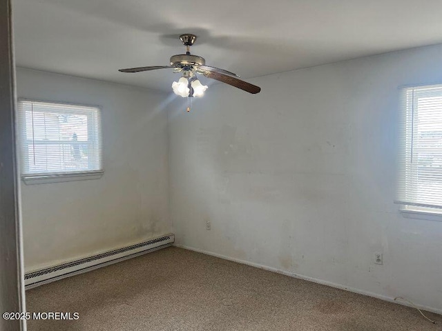 1209 Plover Ct, Forked River, NJ 08731 - unfurnished room featuring baseboard heating, carpet, and ceiling fan