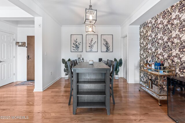 22 Cooper Ave Unit 113, Long Branch, NJ 07740 - dining space with wine cooler, wood finished floors, and crown molding