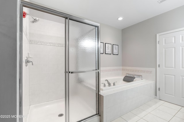 22 Cooper Ave Unit 113, Long Branch, NJ 07740 - full bath with a stall shower, a garden tub, tile patterned flooring, and recessed lighting