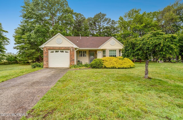 406 Betsy Ross Ln, Little Egg Harbor, NJ 08087 - ranch-style home featuring a garage, driveway, a front yard, and brick siding