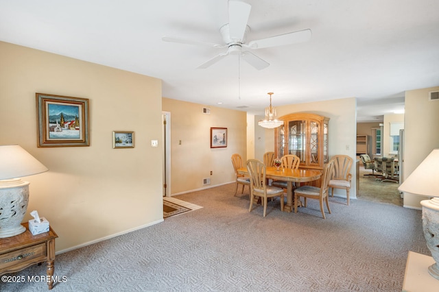 406 Betsy Ross Ln, Little Egg Harbor, NJ 08087 - carpeted dining area featuring ceiling fan and a chandelier