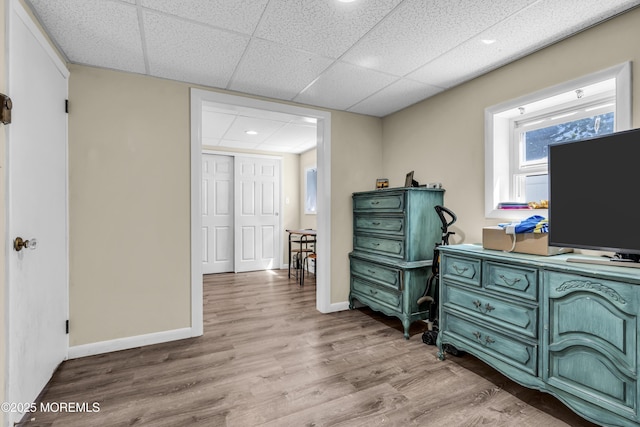 59591/2 Taylor Ave, Manasquan, NJ 08736 - living area with wood finished floors, a drop ceiling, an office area, and recessed lighting