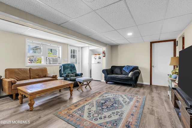 59591/2 Taylor Ave, Manasquan, NJ 08736 - living area with wood finished floors, cooling unit, a paneled ceiling, and recessed lighting
