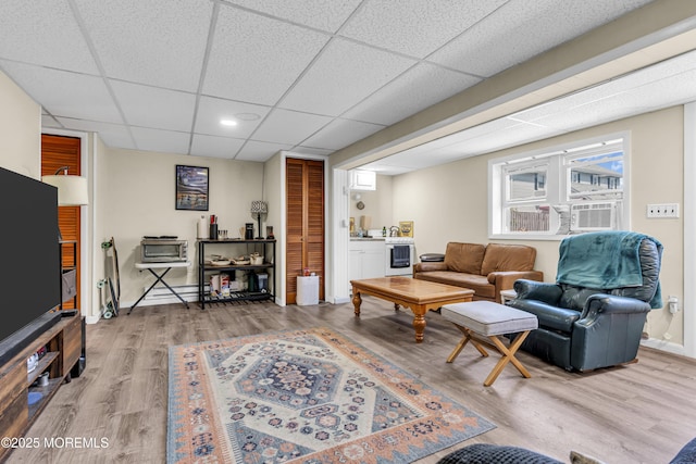 59591/2 Taylor Ave, Manasquan, NJ 08736 - living area featuring a paneled ceiling, light wood-type flooring, recessed lighting, and cooling unit