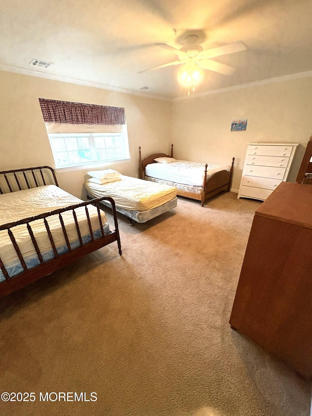 119 Dupont Ave Unit 10, Seaside Heights, NJ 08751 - bedroom featuring ornamental molding, carpet flooring, and a ceiling fan