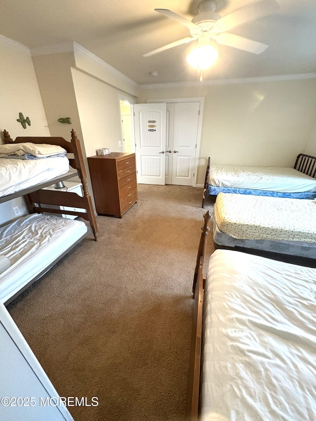 119 Dupont Ave Unit 10, Seaside Heights, NJ 08751 - carpeted bedroom with crown molding and a ceiling fan