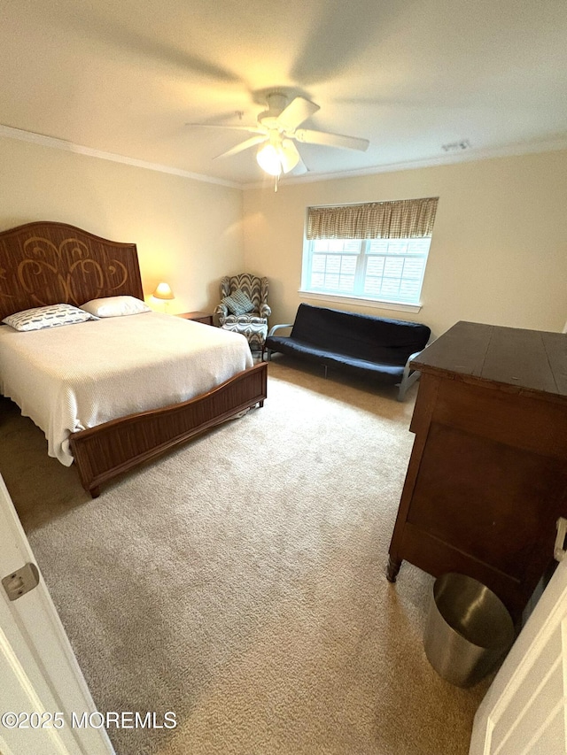 119 Dupont Ave Unit 10, Seaside Heights, NJ 08751 - bedroom with carpet floors, ornamental molding, and a ceiling fan