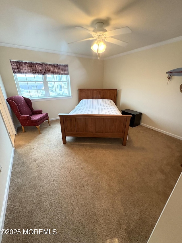 119 Dupont Ave Unit 10, Seaside Heights, NJ 08751 - carpeted bedroom featuring ornamental molding and ceiling fan
