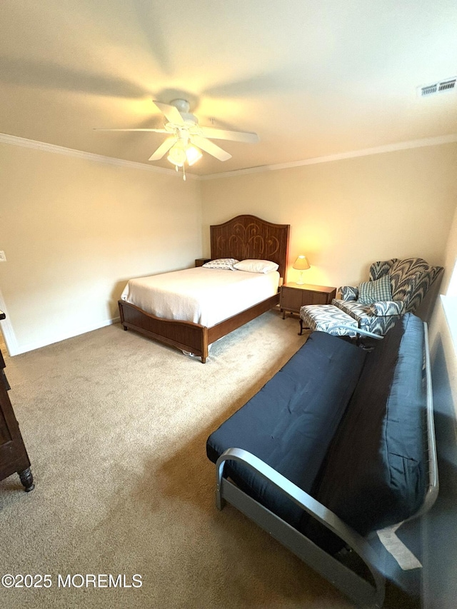 119 Dupont Ave Unit 10, Seaside Heights, NJ 08751 - bedroom featuring crown molding, carpet, and ceiling fan