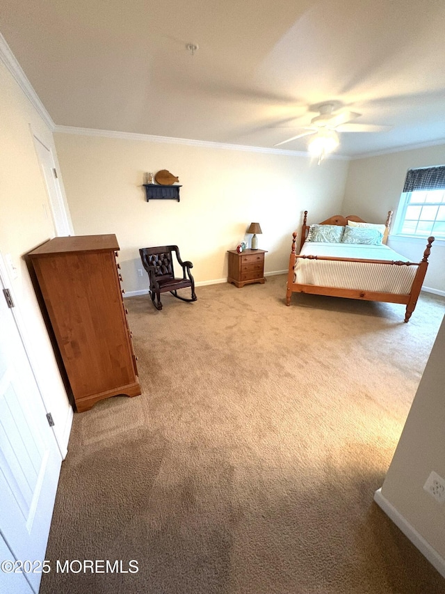 119 Dupont Ave Unit 10, Seaside Heights, NJ 08751 - bedroom featuring carpet, crown molding, and ceiling fan